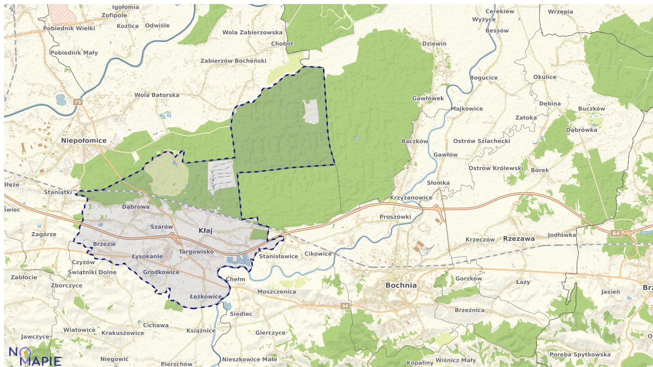 Mapa obszarów ochrony przyrody Kłaja