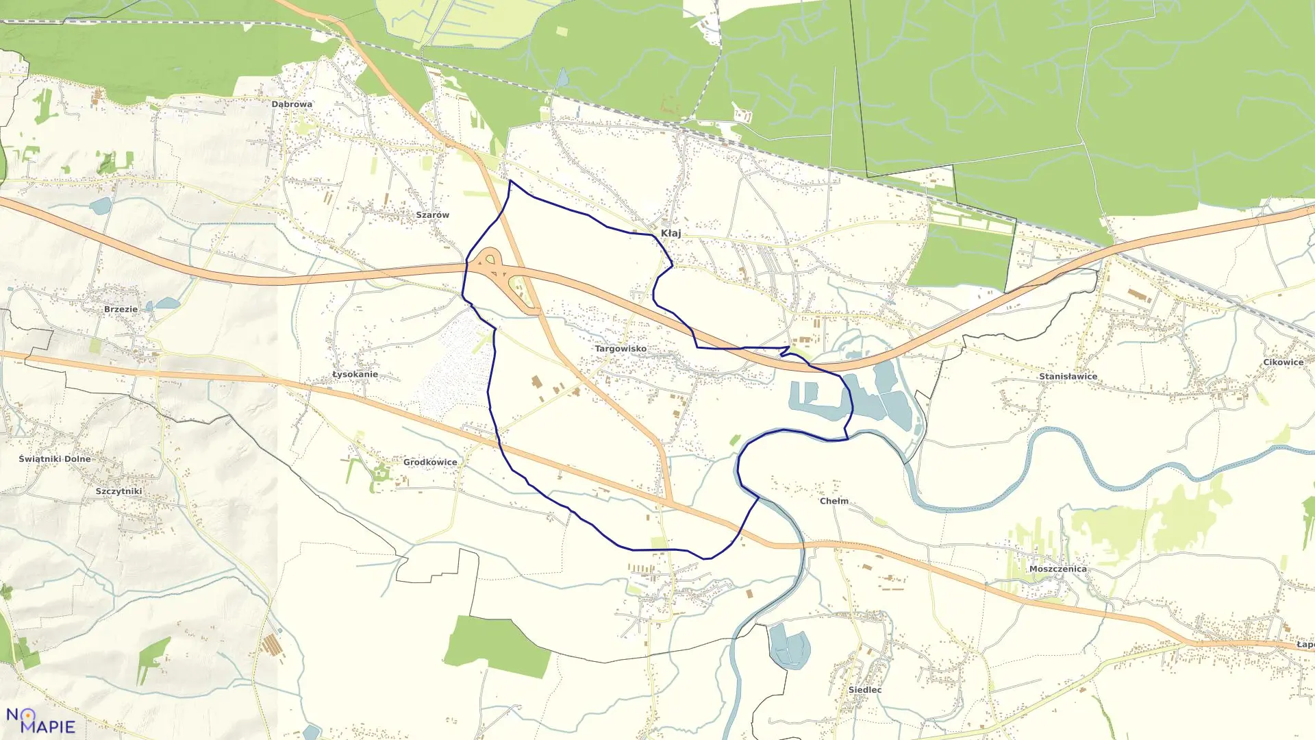 Mapa obrębu Targowisko w gminie Kłaj